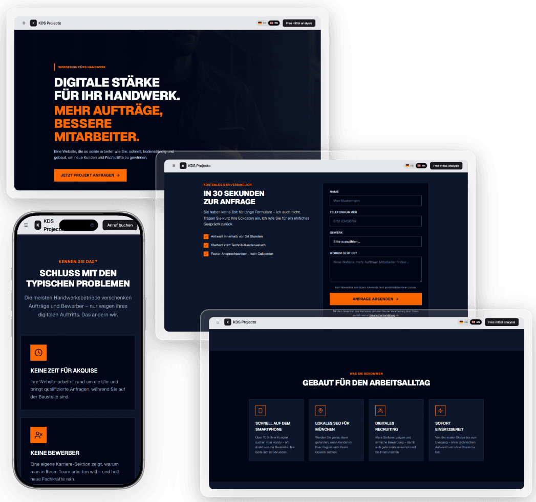 Handwerksbetriebe Website Detailansicht