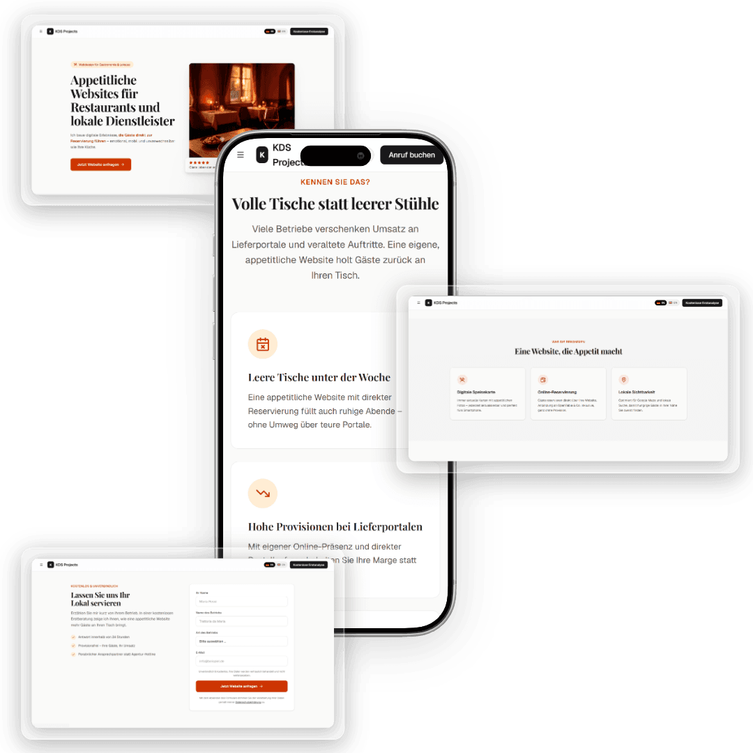 Gastronomie & Lokales Website Detailansicht